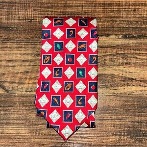 Tabasco Vibrant Red‎ Tie with Green and Orange Accents